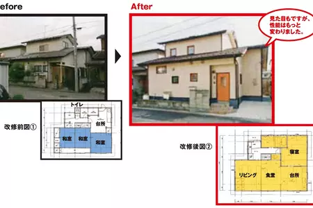 リフォーム事例：一般的な木造住宅を全面断熱改修