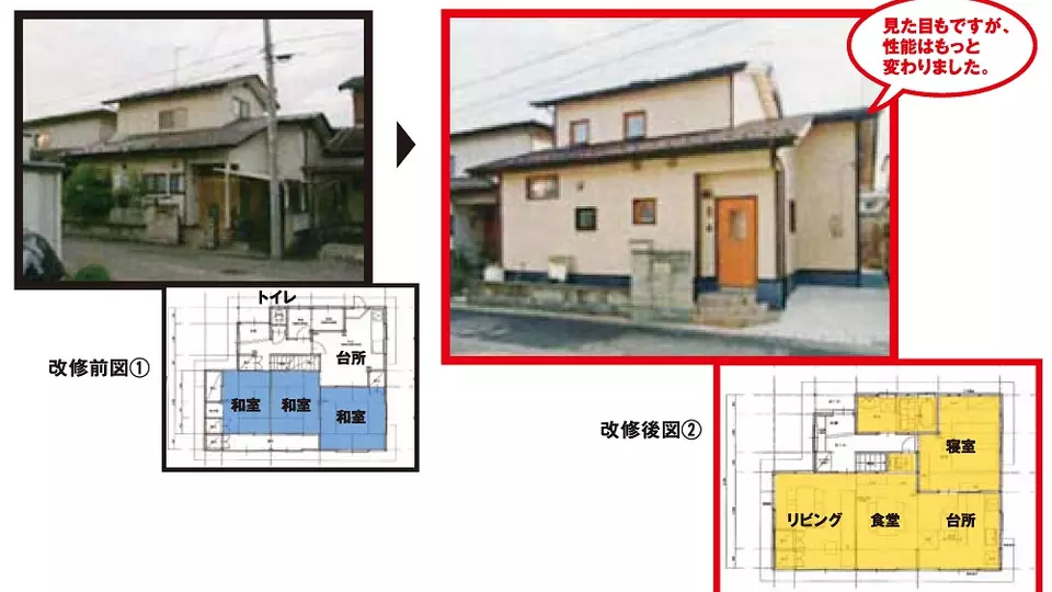 リフォーム事例：一般的な木造住宅を全面断熱改修