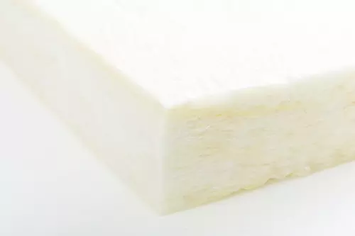 白いグラスウールの断面と表面